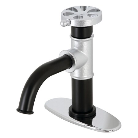 Kingston Brass KSD2821RX Single-Handle Bathroom Faucet with Push Pop-Up, Matte Black/Polished Chrome KSD2821RX
